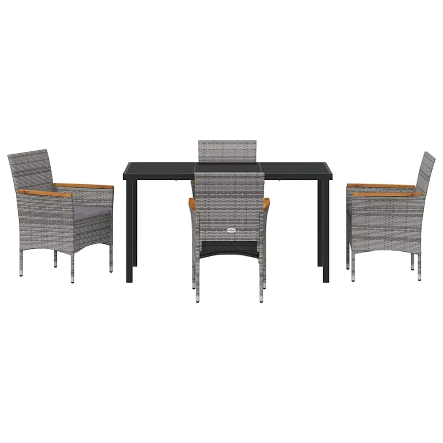 Ensemble de salle à manger pour jardin 5 pcs Gris polyrotin - 7