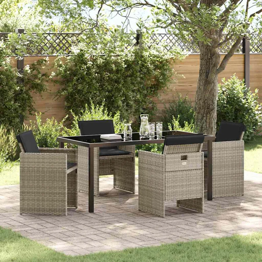 Ensemble de salle à manger pour jardin 5 pcs Gris clair