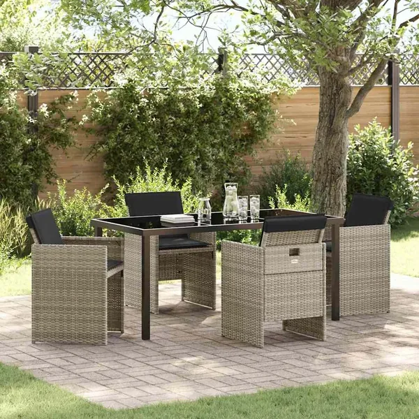 Ensemble de salle à manger pour jardin 5 pcs Gris clair