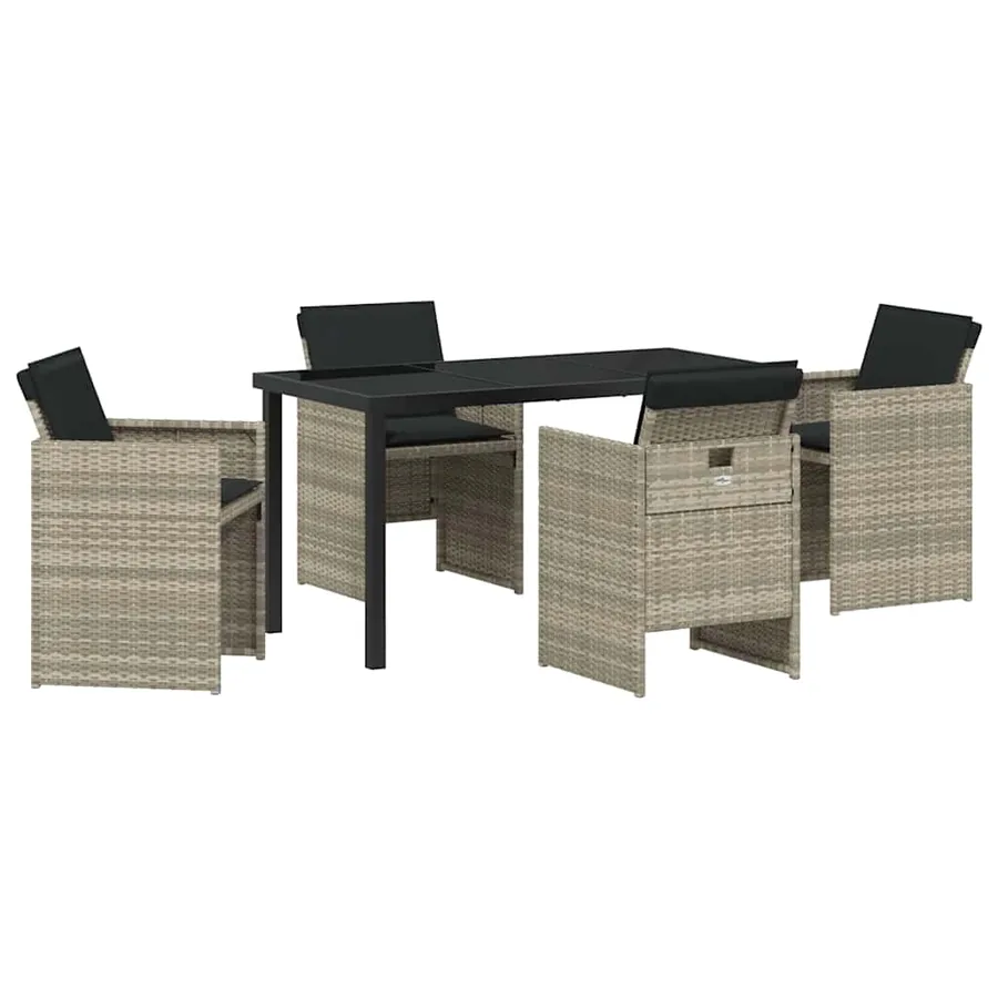 Ensemble de salle à manger pour jardin 5 pcs Gris clair - 2