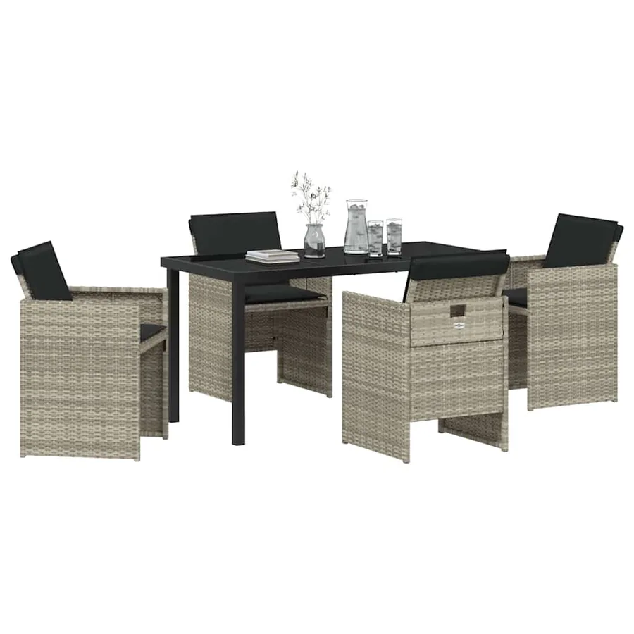 Ensemble de salle à manger pour jardin 5 pcs Gris clair - 3
