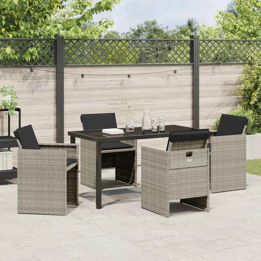 Ensemble de salle à manger pour jardin 5 pcs Gris clair - 4