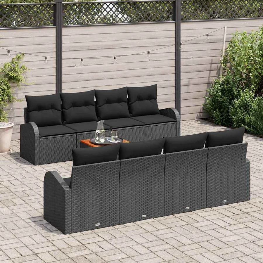 Ensemble de canapé de jardin avec stockage 9 pcs Noir polyrotin - 3