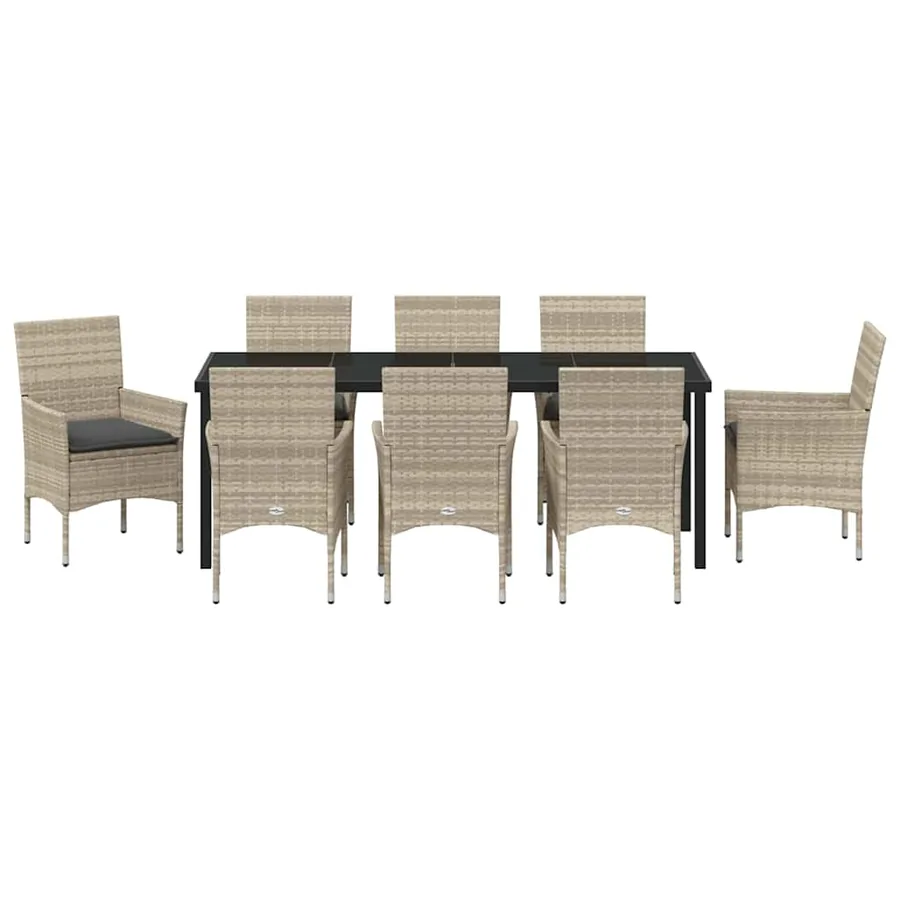 Ensemble de salle à manger pour jardin 9 pcs Gris clair - 7
