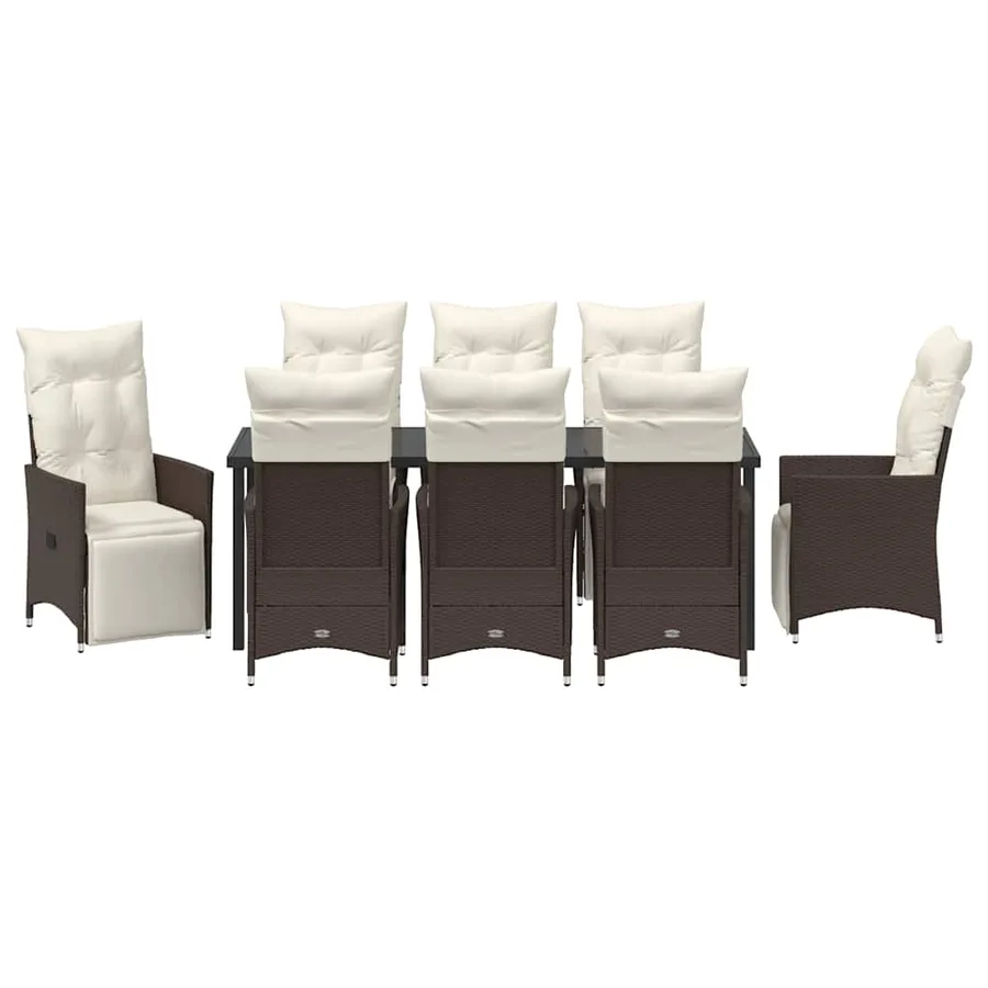 Ensemble de salle à manger pour jardin 9 pcs Marron polyrotin - 7