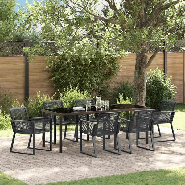 Ensemble de salle à manger pour jardin 7 pcs Noir