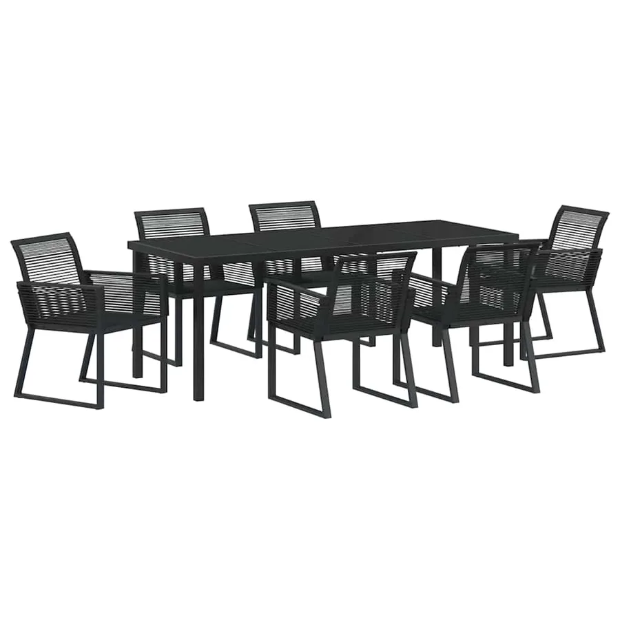 Ensemble de salle à manger pour jardin 7 pcs Noir - 2