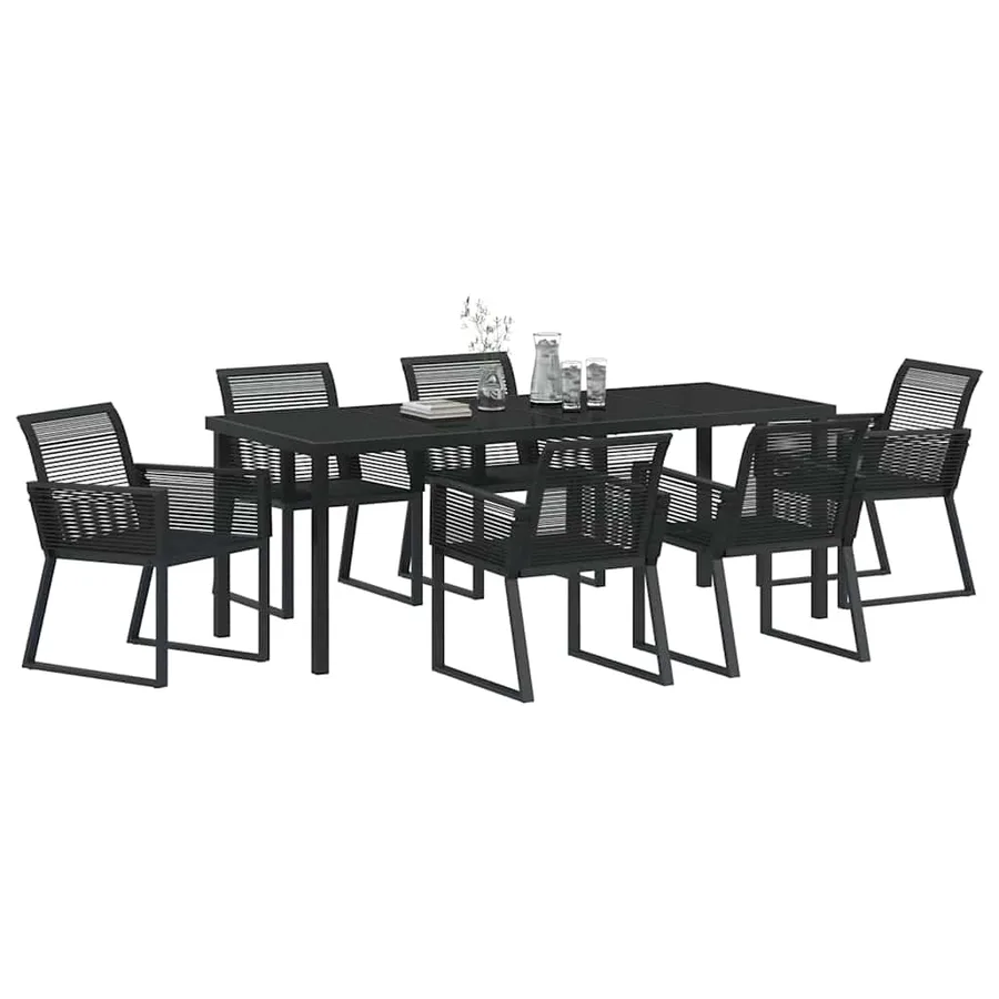 Ensemble de salle à manger pour jardin 7 pcs Noir - 3