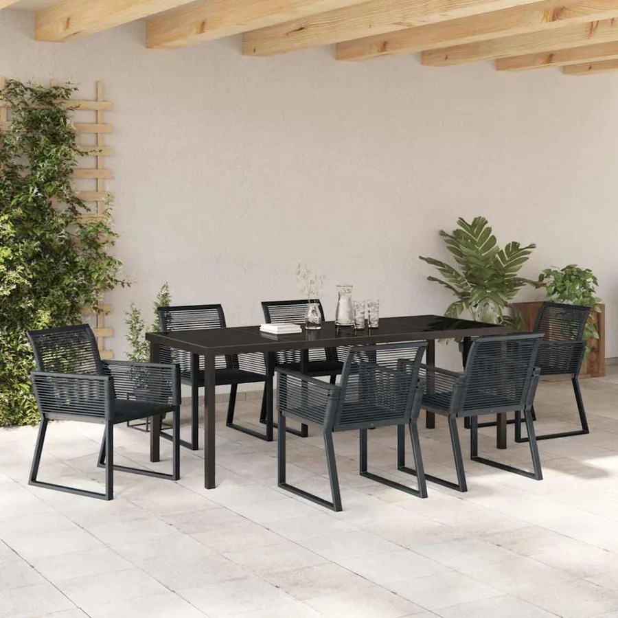 Ensemble de salle à manger pour jardin 7 pcs Noir - 4