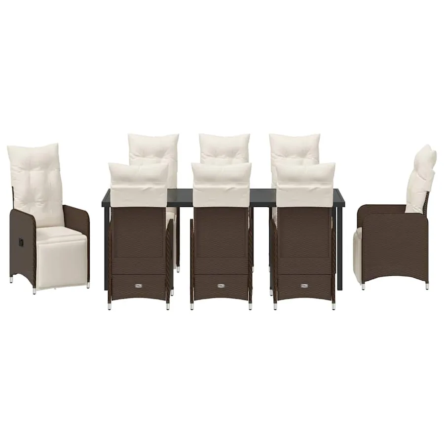 Ensemble de salle à manger pour jardin 9 pcs Marron polyrotin - 7