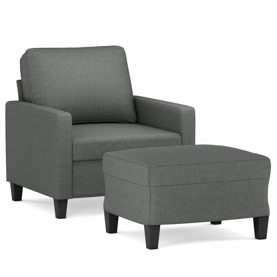 Fauteuil avec repose-pied Gris foncé 60 cm Tissu - 2