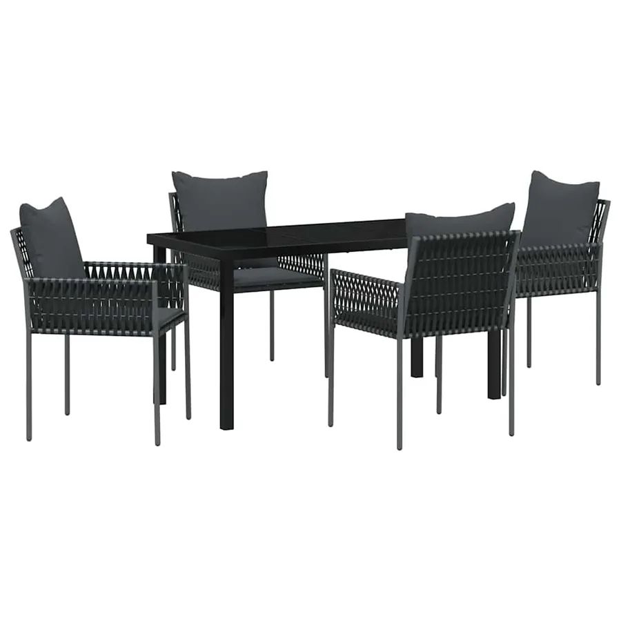Ensemble de salle à manger pour jardin 5 pcs Noir et gris - 2