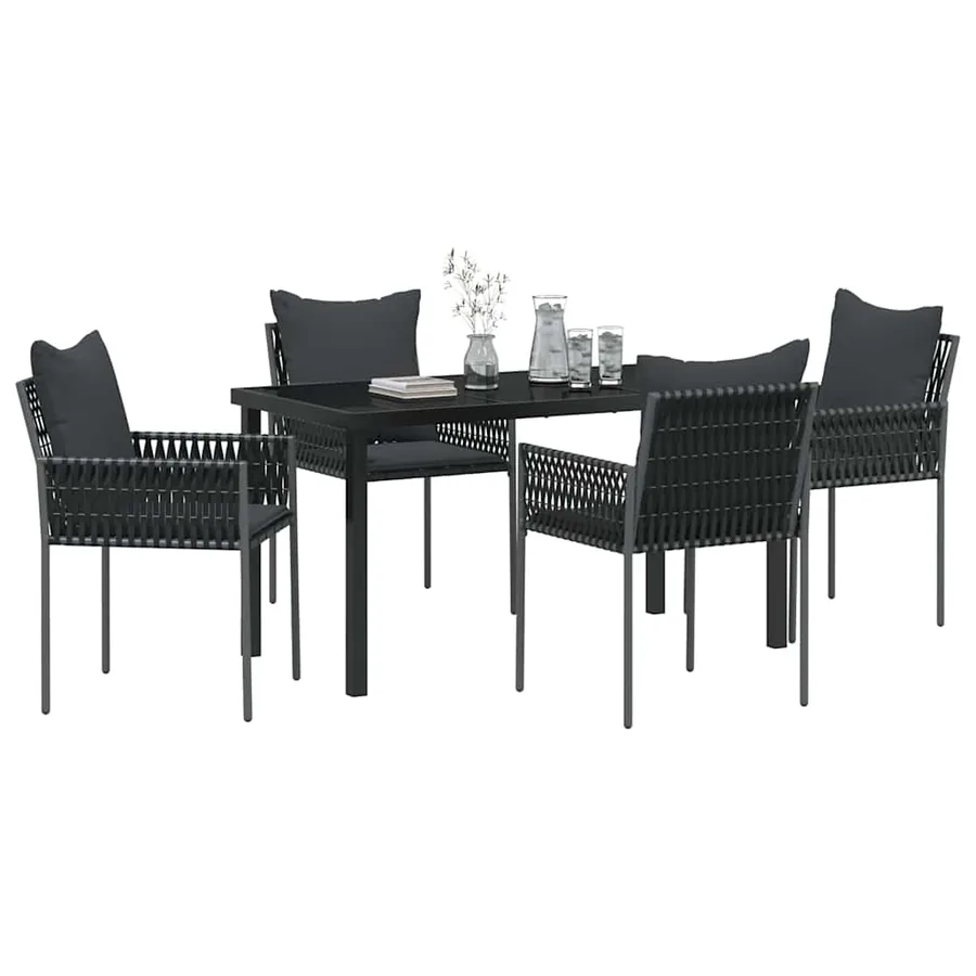 Ensemble de salle à manger pour jardin 5 pcs Noir et gris - 3