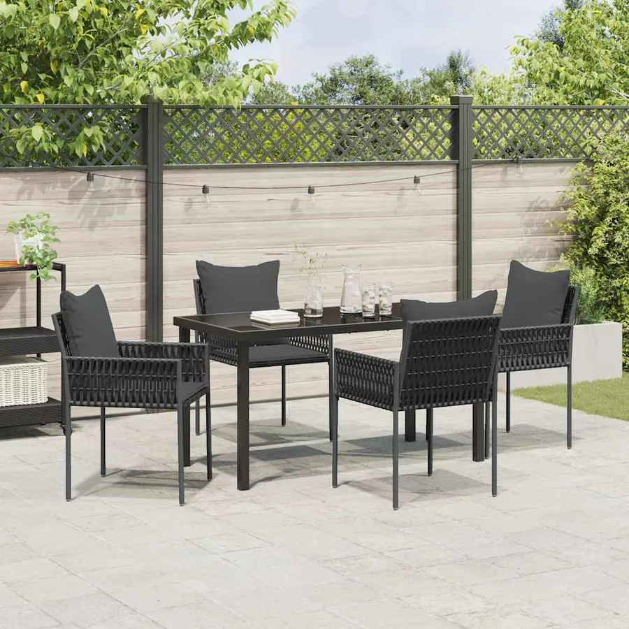 Ensemble de salle à manger pour jardin 5 pcs Noir et gris - 4
