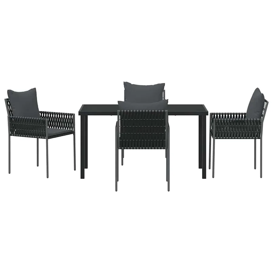 Ensemble de salle à manger pour jardin 5 pcs Noir et gris - 7