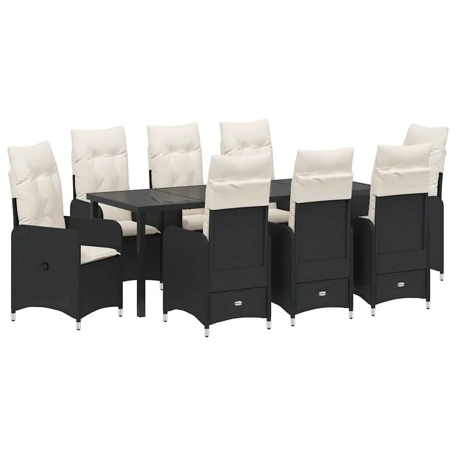 Ensemble de salle à manger pour jardin 9 pcs Noir polyrotin - 2
