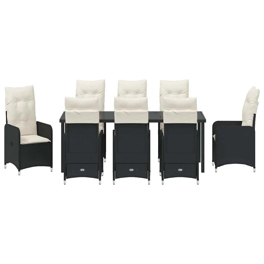 Ensemble de salle à manger pour jardin 9 pcs Noir polyrotin - 7