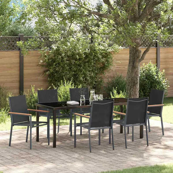Ensemble de salle à manger pour jardin 7 pcs Noir