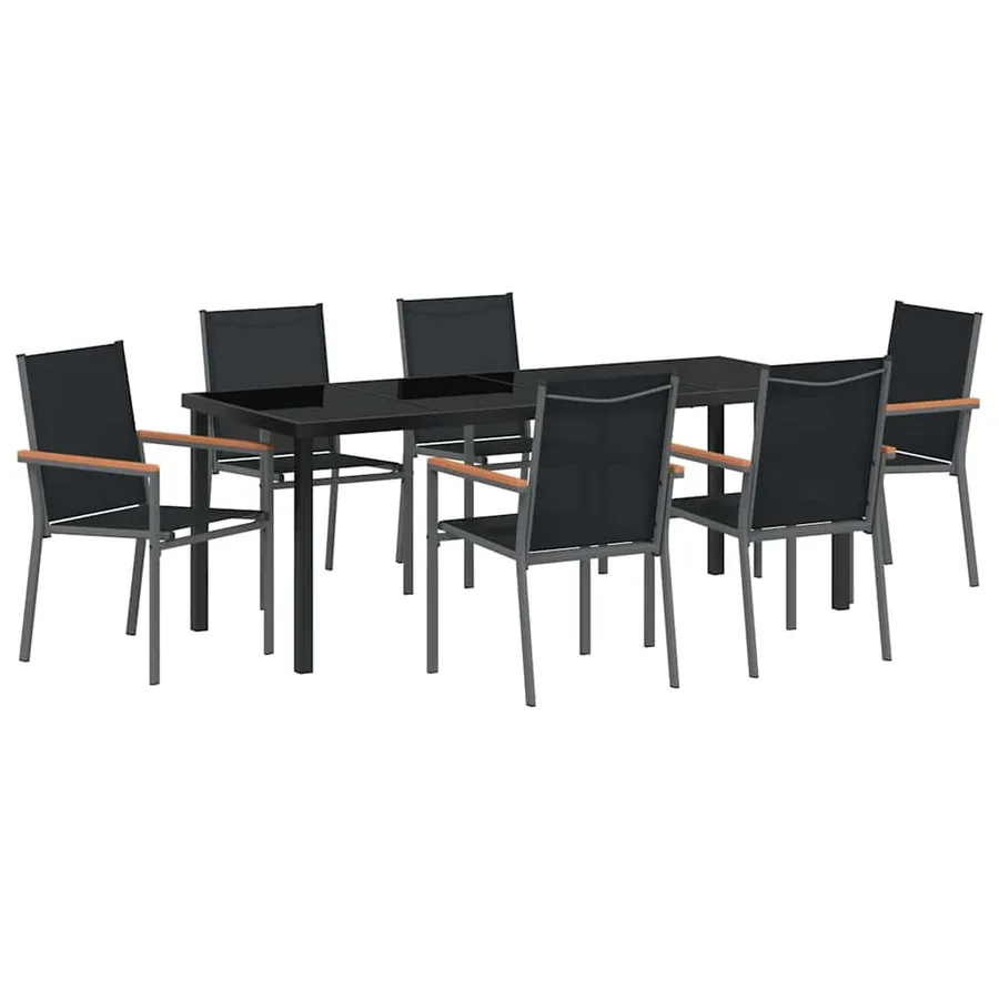 Ensemble de salle à manger pour jardin 7 pcs Noir - 2