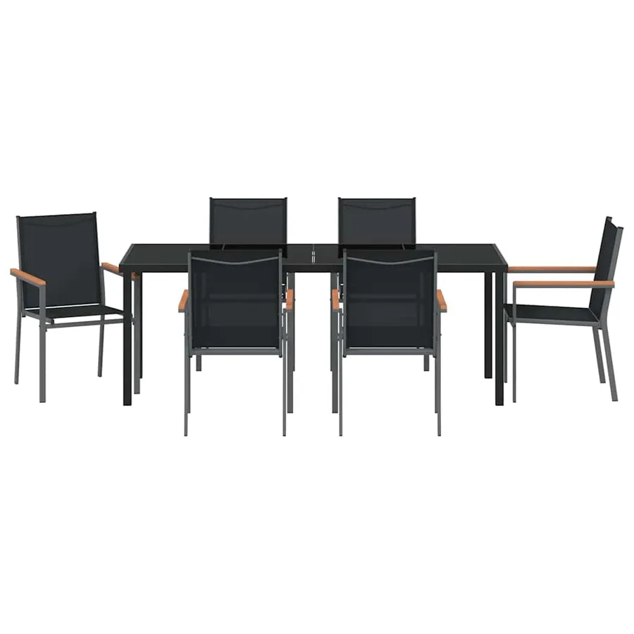 Ensemble de salle à manger pour jardin 7 pcs Noir - 7