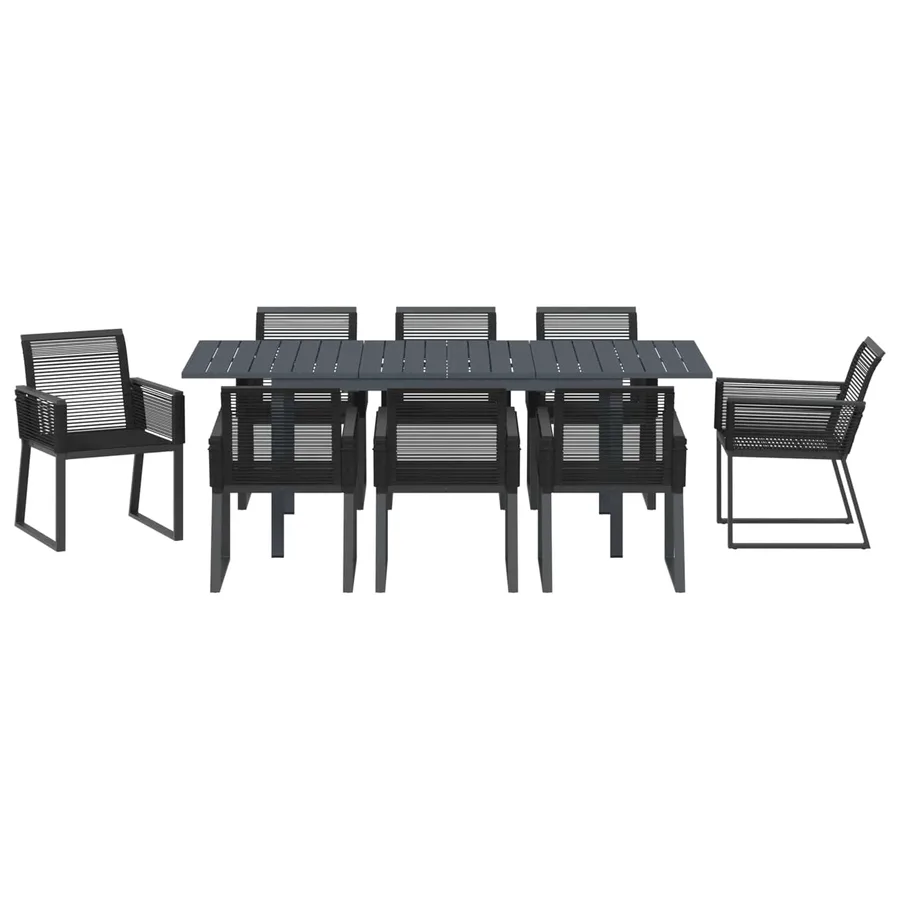 Ensemble de salle à manger pour jardin 9 pcs Noir polyrotin - 7