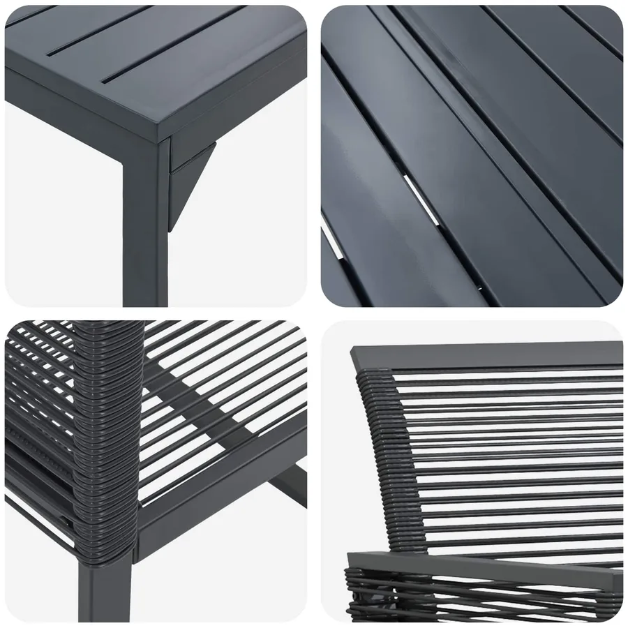 Ensemble de salle à manger pour jardin 9 pcs Noir polyrotin - 9