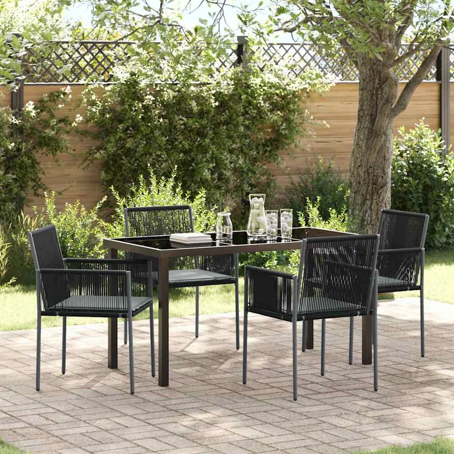 Ensemble de salle à manger pour jardin 5 pcs Noir Rotin PE
