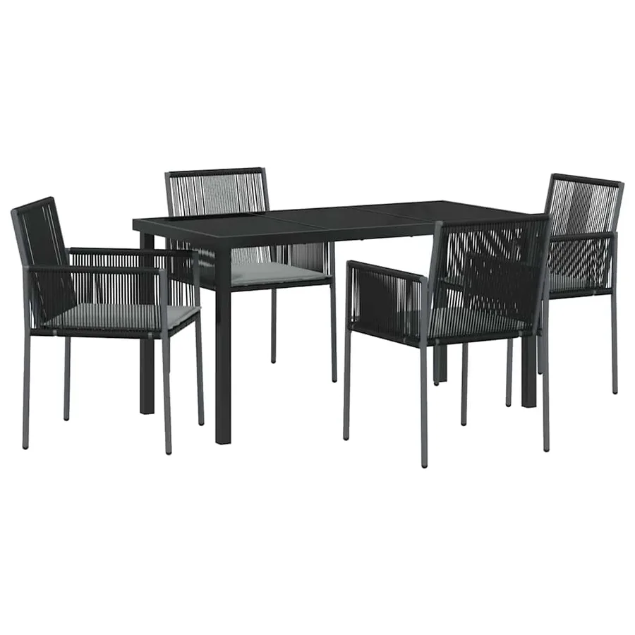 Ensemble de salle à manger pour jardin 5 pcs Noir Rotin PE - 2