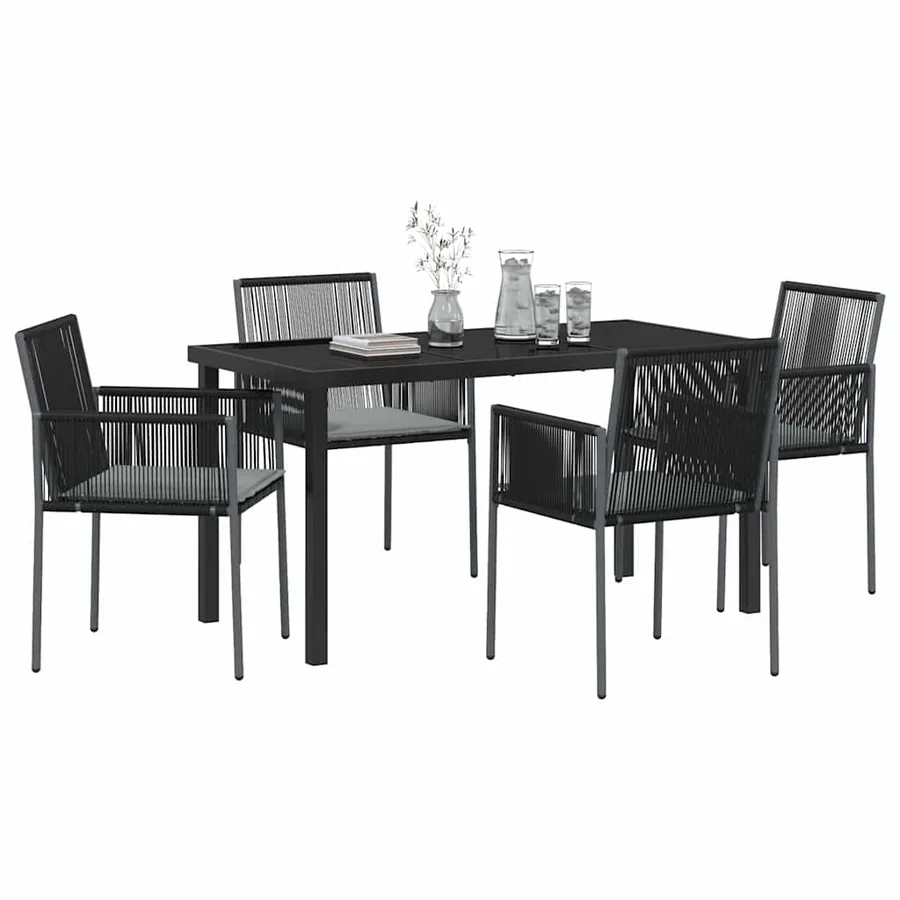Ensemble de salle à manger pour jardin 5 pcs Noir Rotin PE - 3