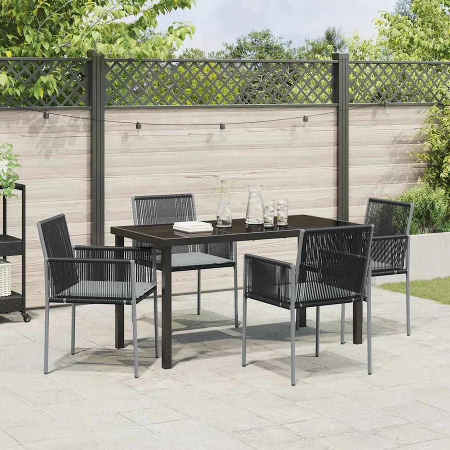 Ensemble de salle à manger pour jardin 5 pcs Noir Rotin PE - 4