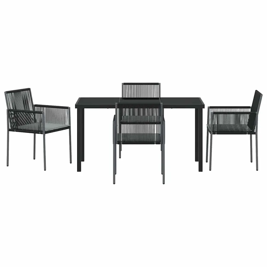 Ensemble de salle à manger pour jardin 5 pcs Noir Rotin PE - 7