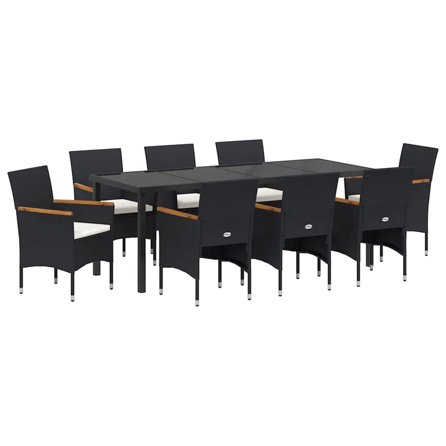 Ensemble de salle à manger pour jardin 9 pcs Noir polyrotin - 2