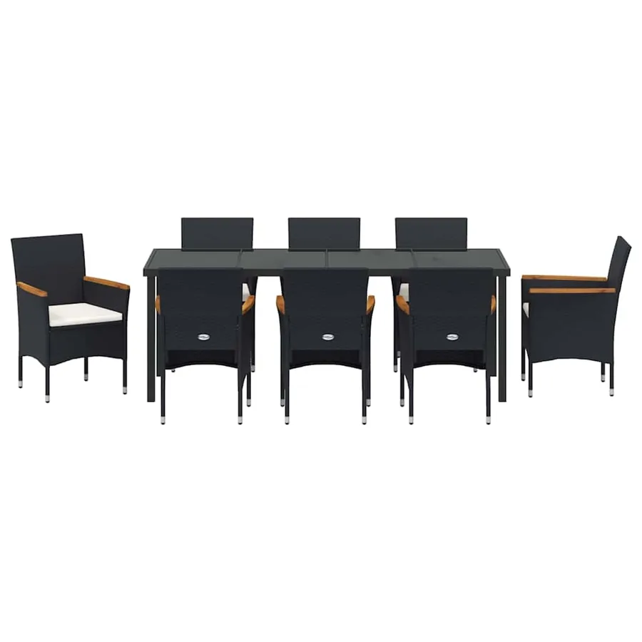 Ensemble de salle à manger pour jardin 9 pcs Noir polyrotin - 7
