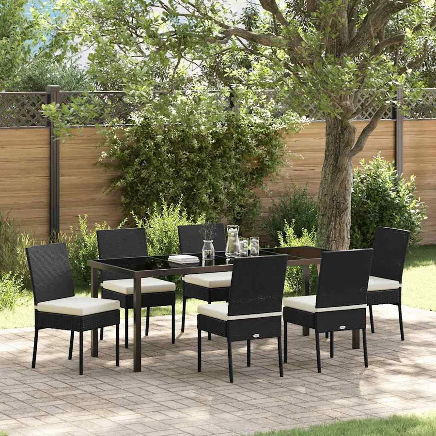 Ensemble de salle à manger pour jardin 7 pcs Noir