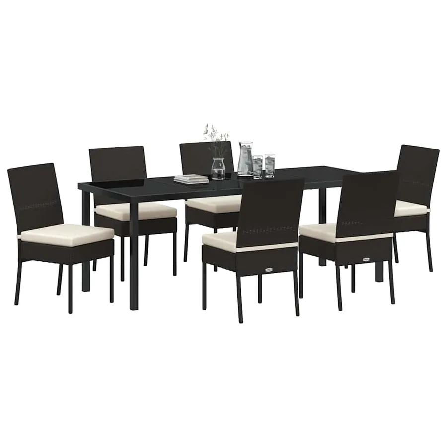 Ensemble de salle à manger pour jardin 7 pcs Noir - 3