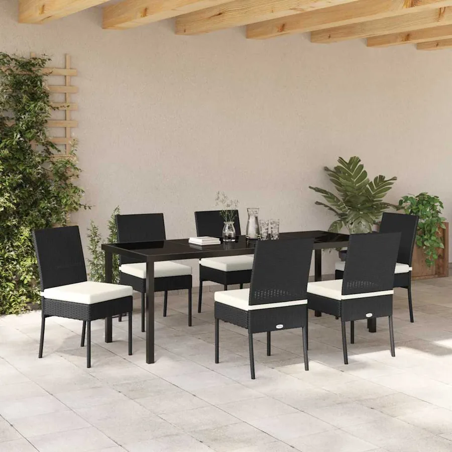 Ensemble de salle à manger pour jardin 7 pcs Noir - 4