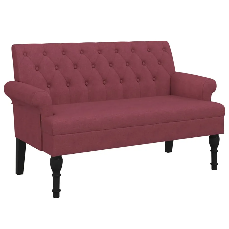 Banc avec dossier rouge bordeaux 120x62x75,5 cm tissu - 2