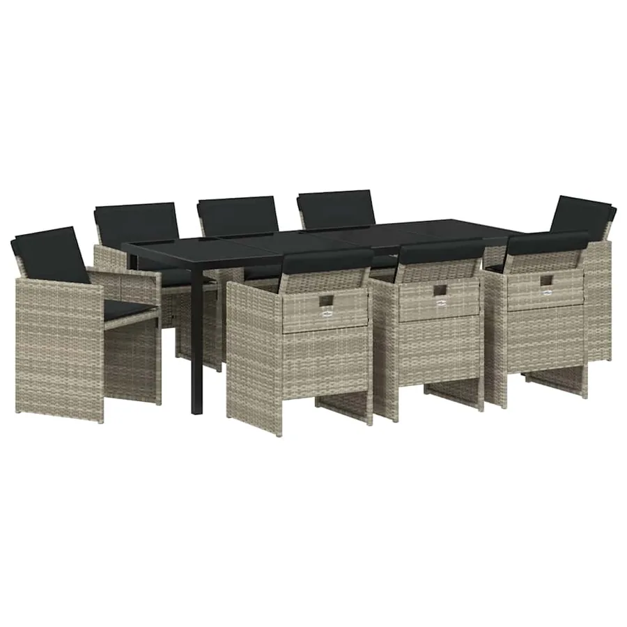 Ensemble de salle à manger pour jardin 9 pcs Gris clair - 2