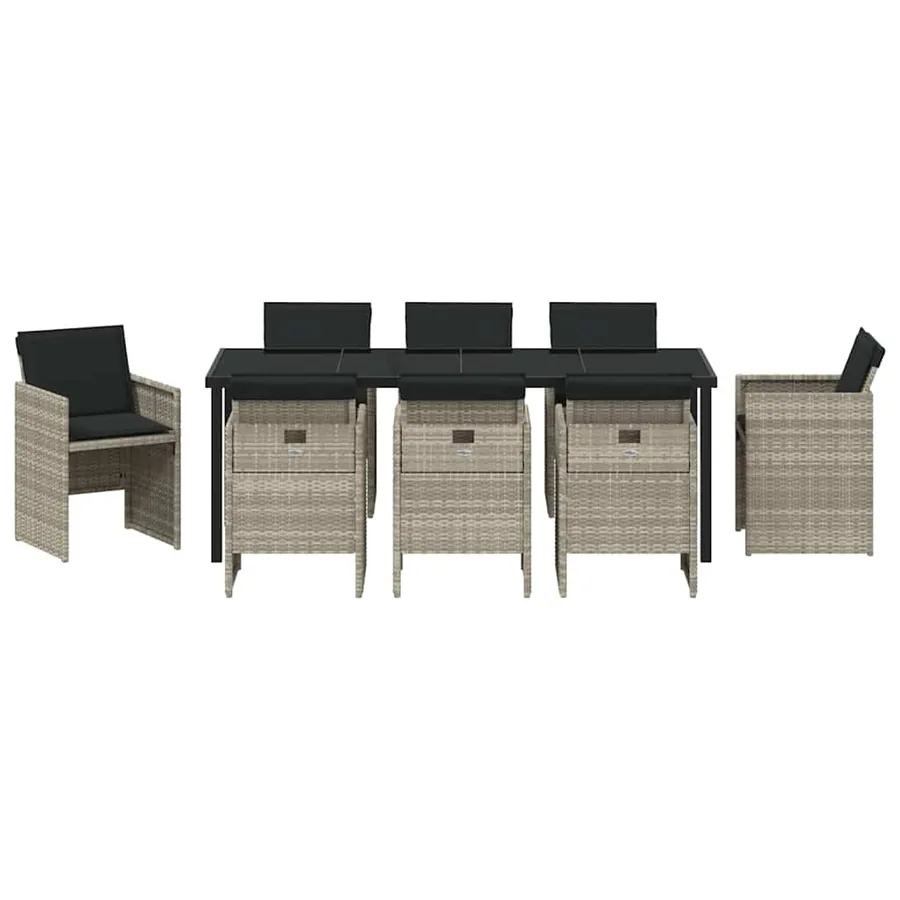 Ensemble de salle à manger pour jardin 9 pcs Gris clair - 7