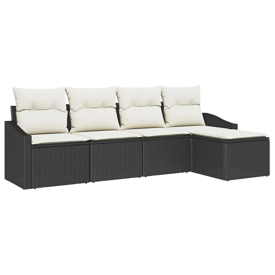 Ensemble de Canapés avec coussin 6 pcs Noir polyrotin - 2