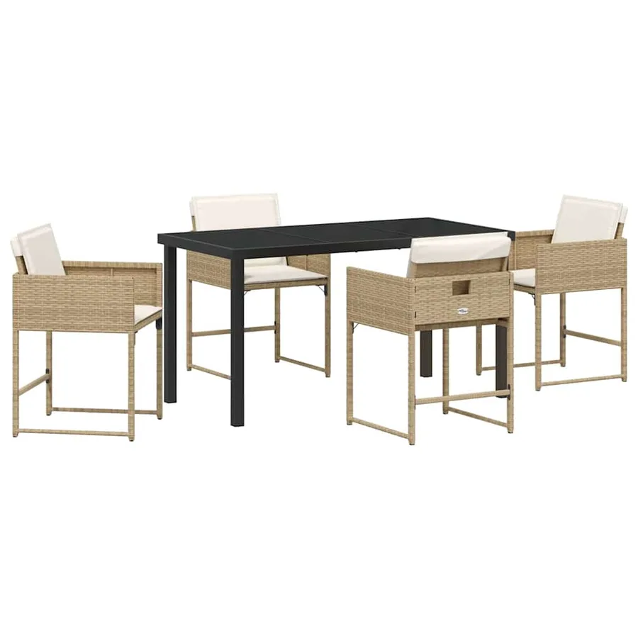 Ensemble de salle à manger pour jardin 5 pcs Beige polyrotin - 2