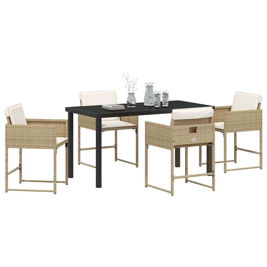 Ensemble de salle à manger pour jardin 5 pcs Beige polyrotin - 3