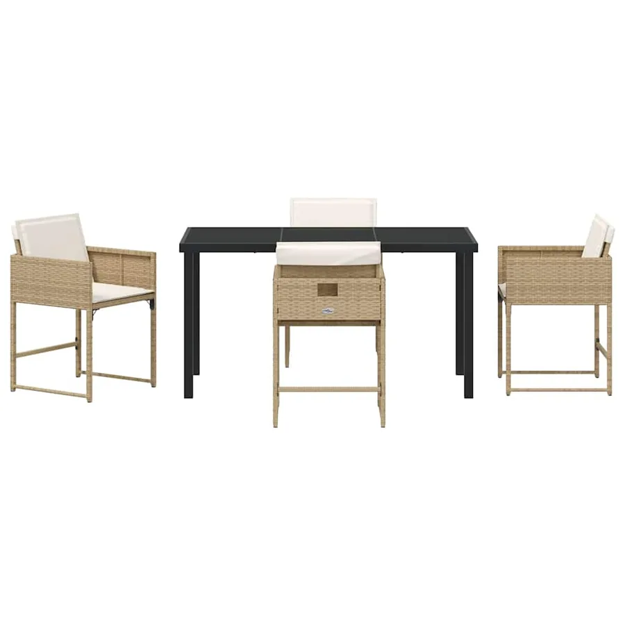 Ensemble de salle à manger pour jardin 5 pcs Beige polyrotin - 7