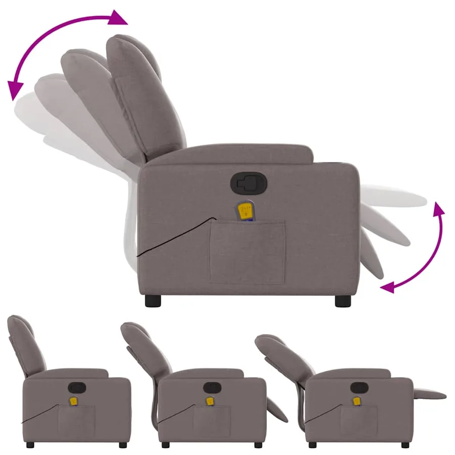 Fauteuil de massage inclinable Taupe Tissu - 7