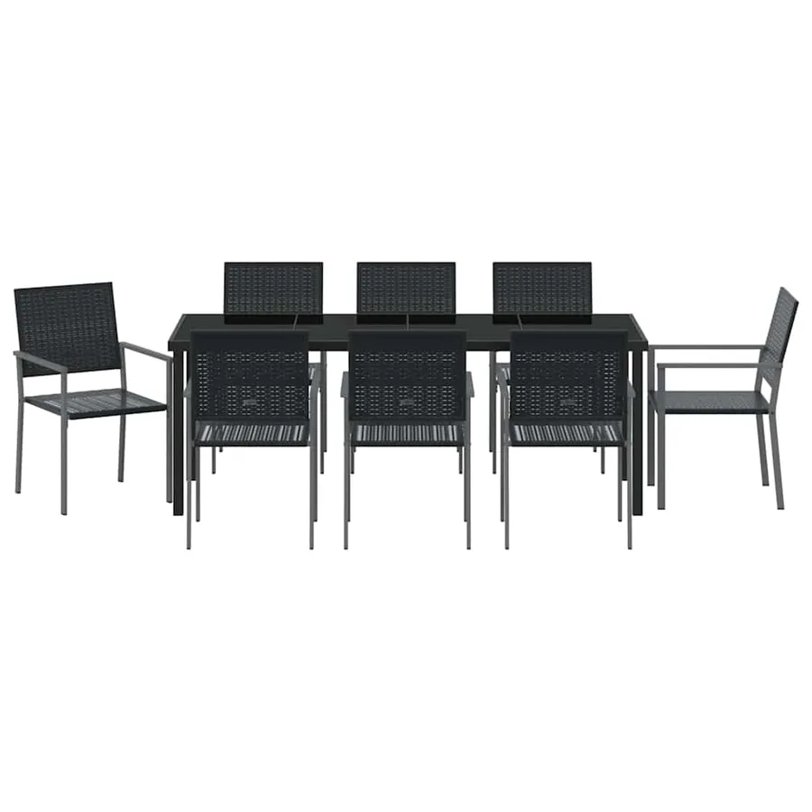 Ensemble de salle à manger pour jardin 9 pcs Noir Rotin PE - 7