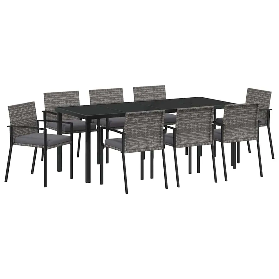 Ensemble de salle à manger pour jardin 9 pcs Gris - 2