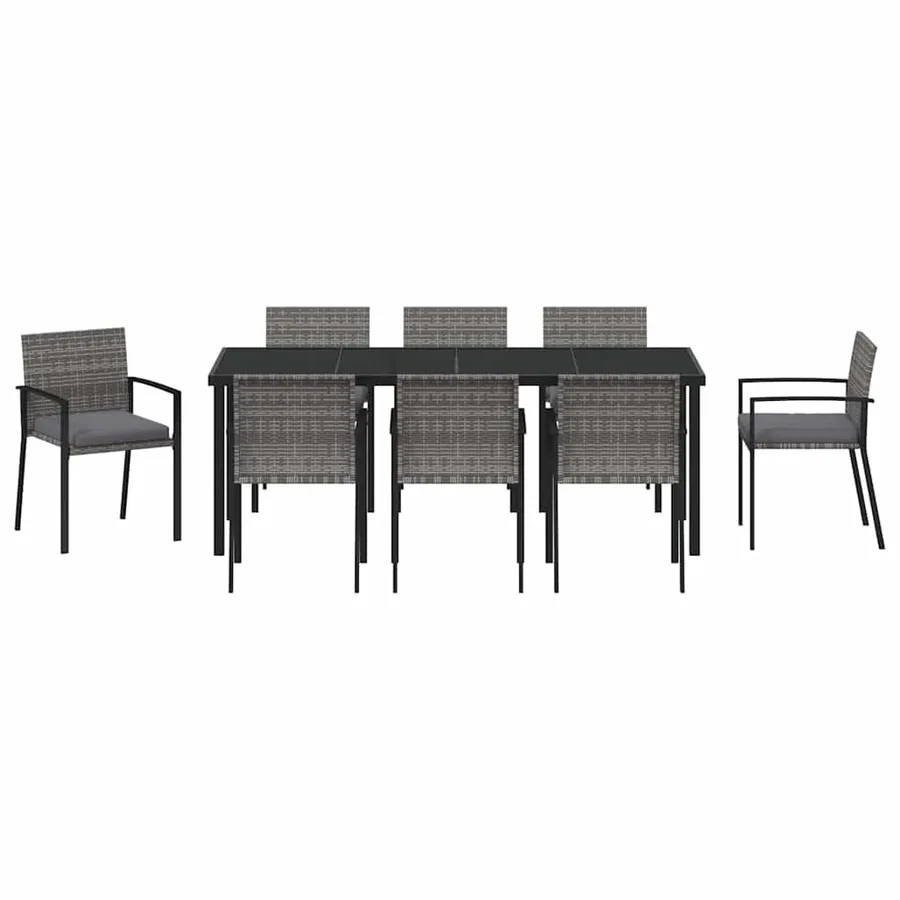Ensemble de salle à manger pour jardin 9 pcs Gris - 7