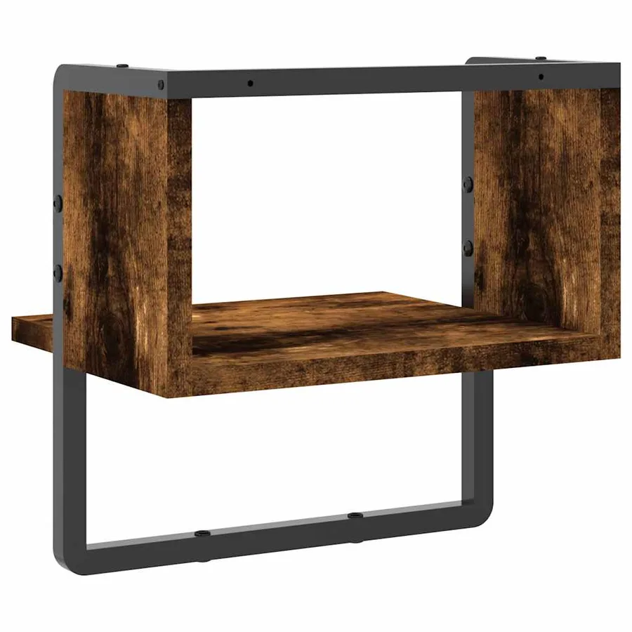 Étagère murale avec barre chêne fumé 30x25x30 cm - 6
