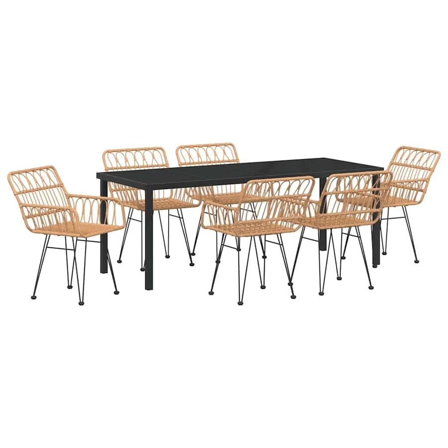 Ensemble de salle à manger pour jardin 7 pcs Marron - 2