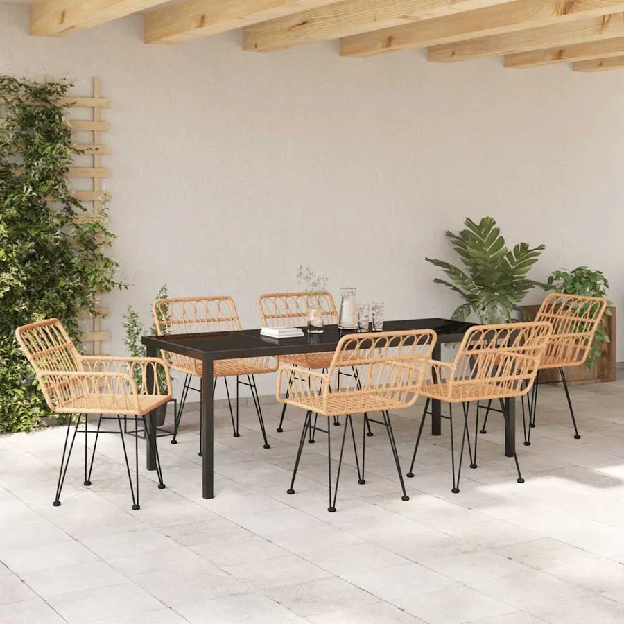Ensemble de salle à manger pour jardin 7 pcs Marron - 4
